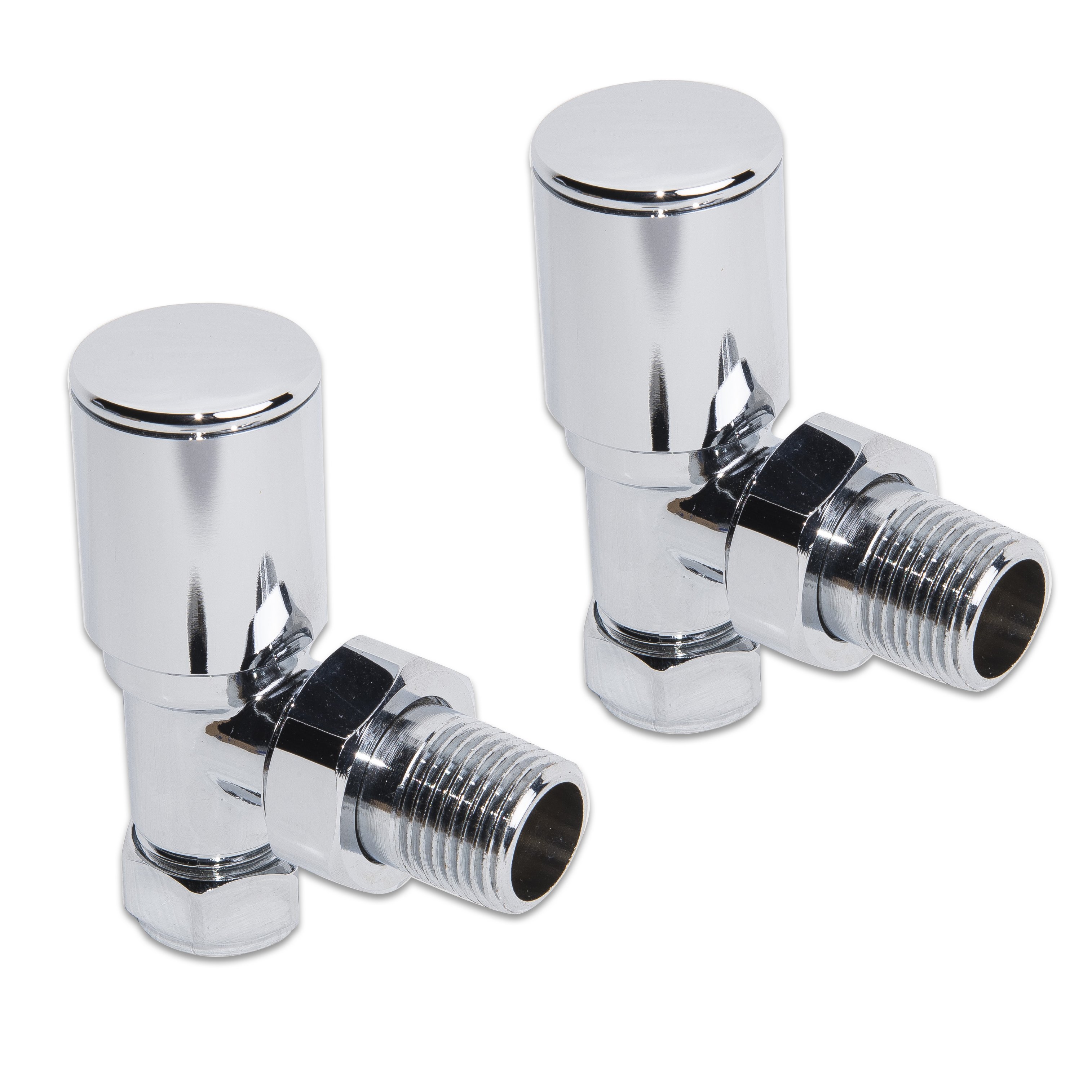 Pair Towel Rails & Radiators valves 15mm White & Chrome Straight Angled ...