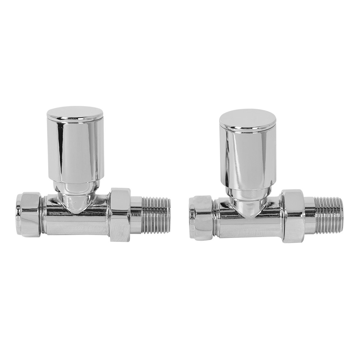Pair Towel Rails & Radiators valves 15mm White & Chrome Straight Angled
