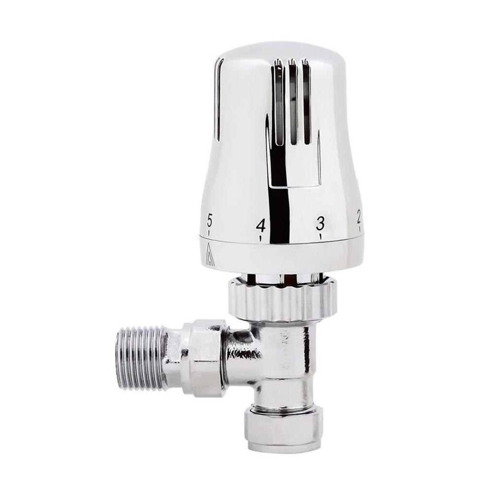 Thermostatic Towel Rail Radiator valves Straight Angled White Grey