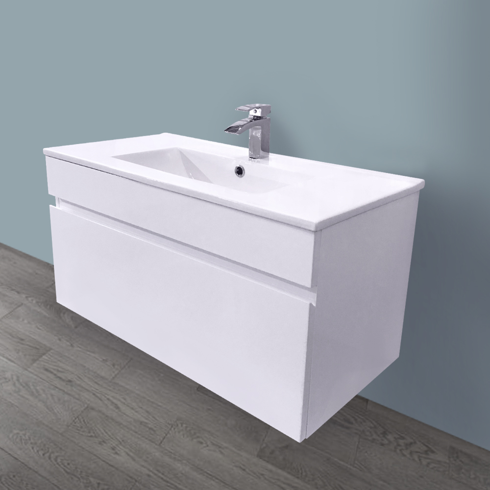 800mm White Vanity Unit Ceramic Sink Basin Bathroom Drawer Storage