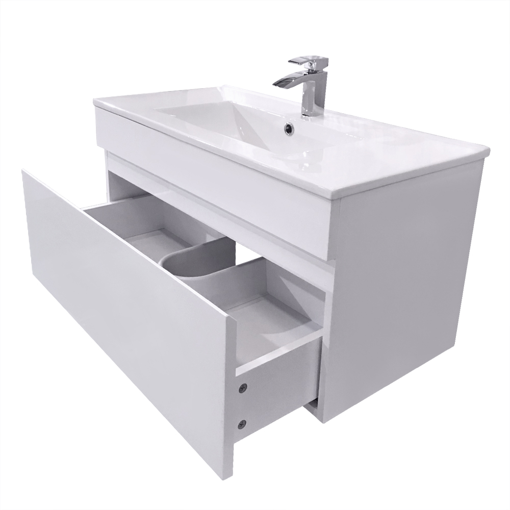 800mm White Vanity Unit Ceramic Sink Basin Bathroom Drawer Storage