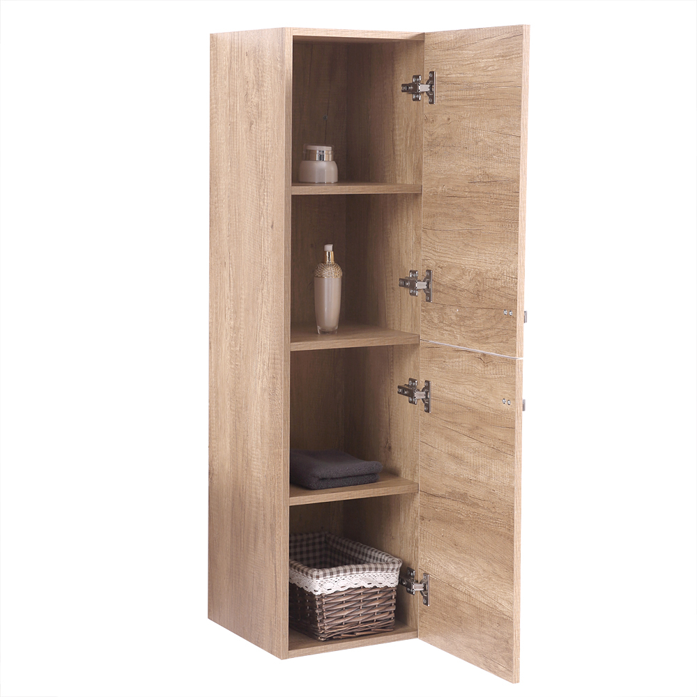 Light Oak Effect 1200mm Tall Cupboard Wall Hung Cabinet Bathroom Furniture 2 Doo | eBay