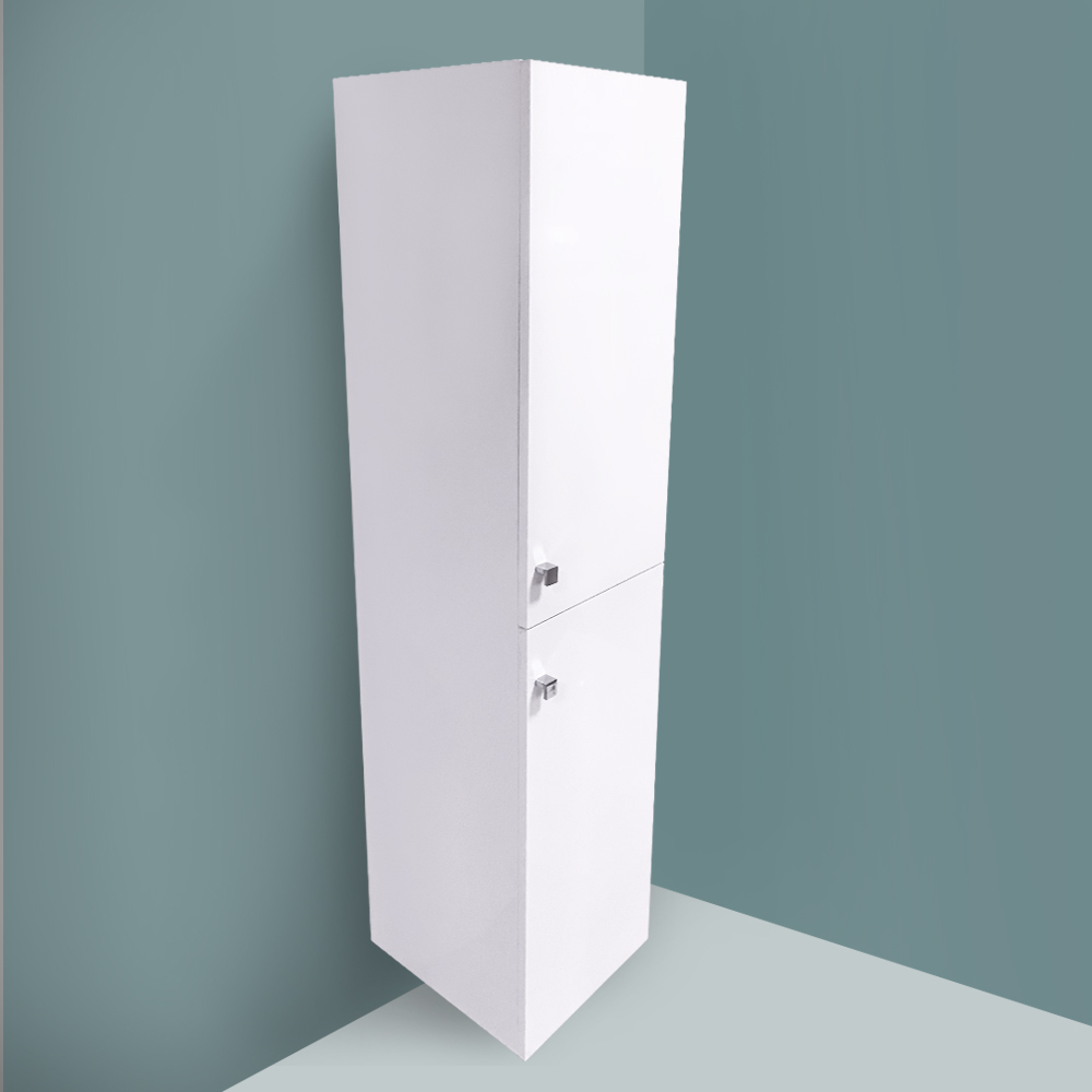 Gloss White 1400mm Tall Cupboard Wall Hung Bathroom Furniture 2