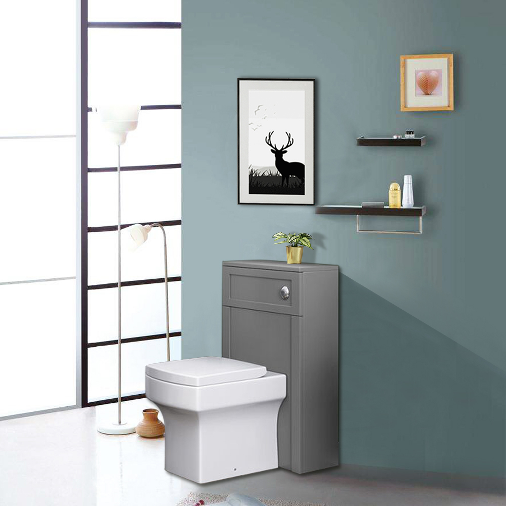 Back To Wall Toilet Concealed Cistern Unit Bathroom Furniture 502mm Matte Grey eBay