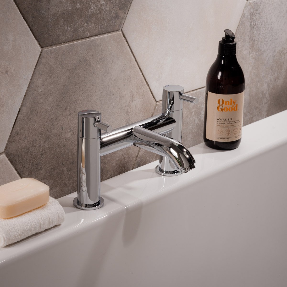 Designer Bathroom Bath Mixer Tap Dual Lever Control Solid Brass Chrome