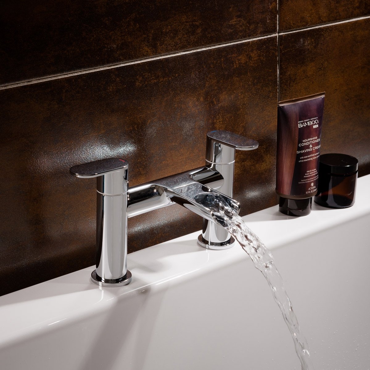 Modern Bathroom Tap Square Waterfall Basin Bath Filler Shower Mixer