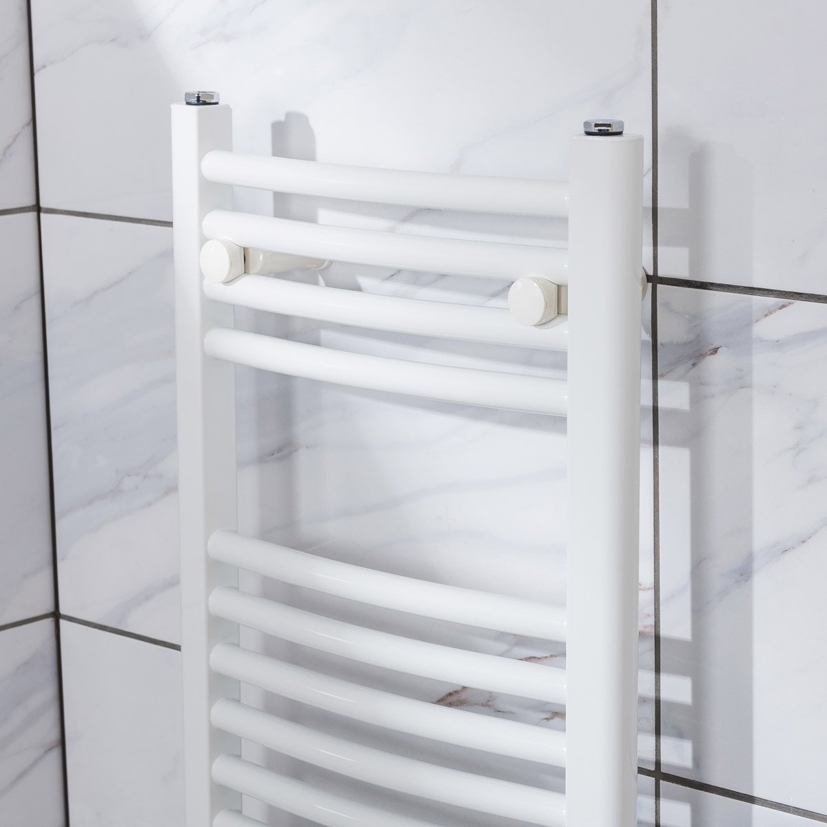 Curved Heated Bathroom Toilet Towel Rail Radiators White Finish Ladder