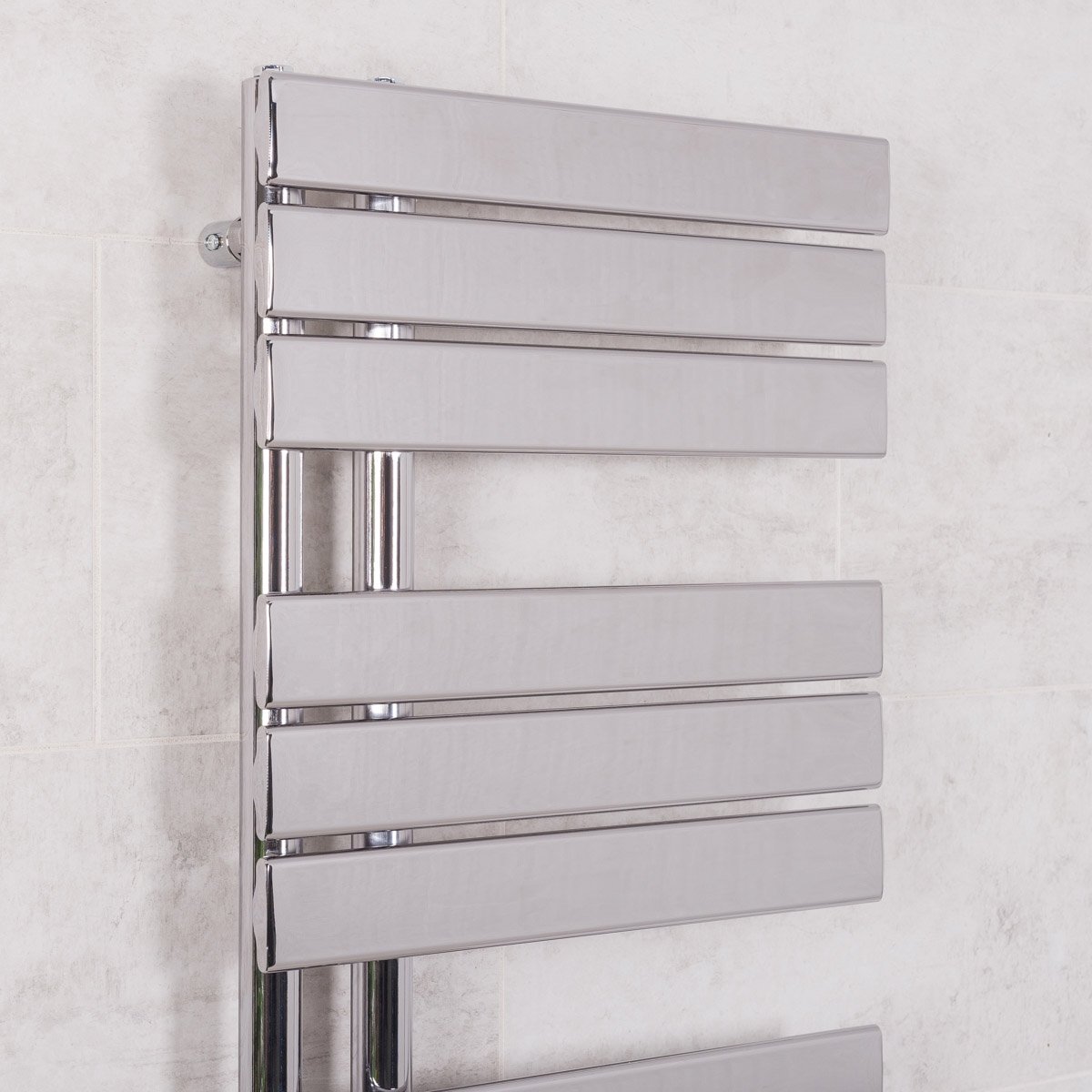 Heated Towel Rail Bathroom Radiator Designer Flat Panel Grey Chrome