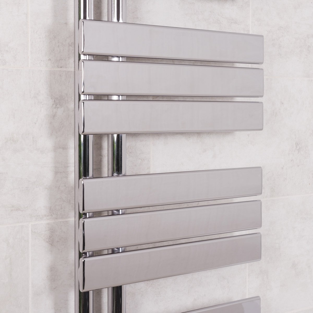 Heated Towel Rail Bathroom Radiator Designer Flat Panel Grey Chrome