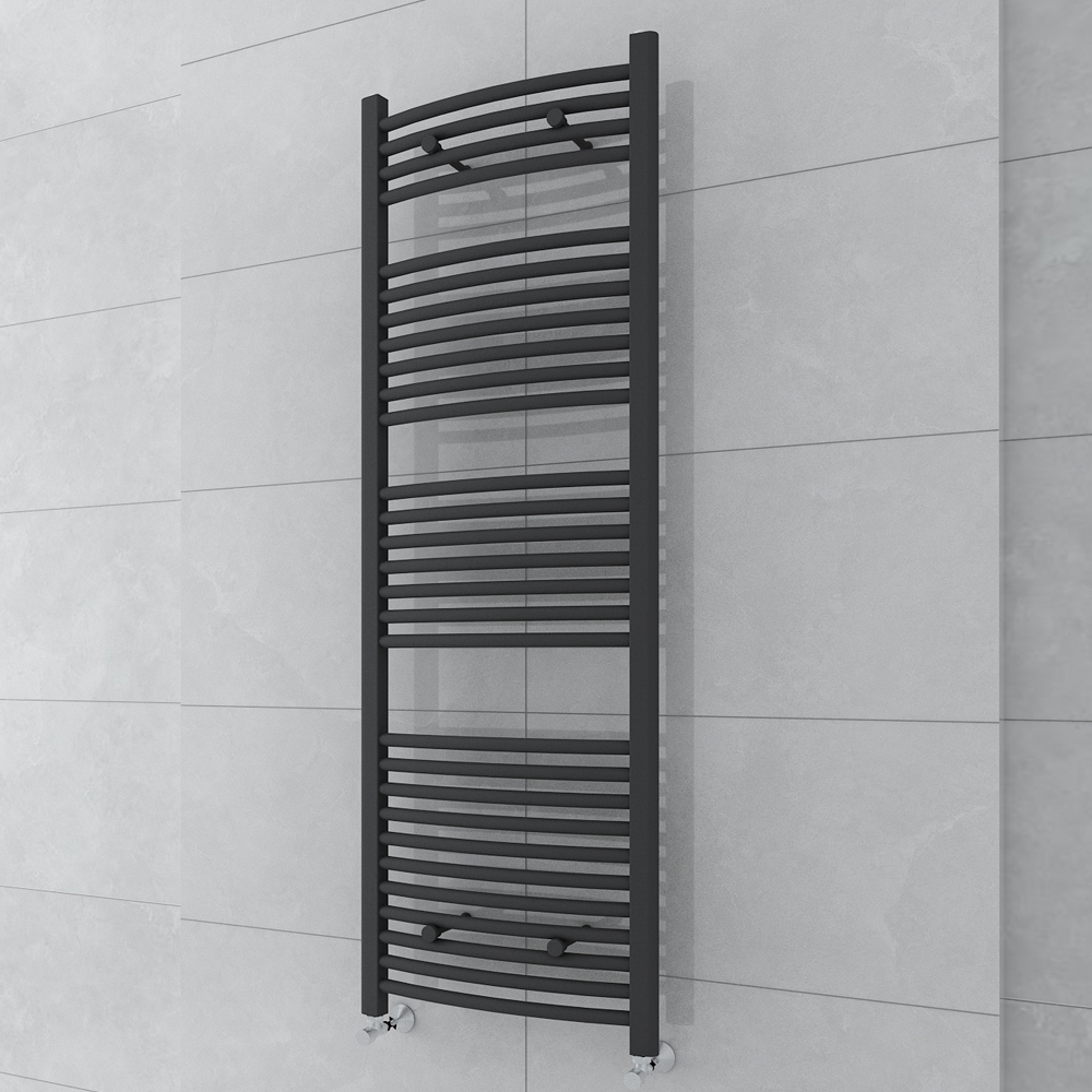 Towel Radiator Grey Anthracite Curved Heated Towel Rail Bathroom Ladder Warmer