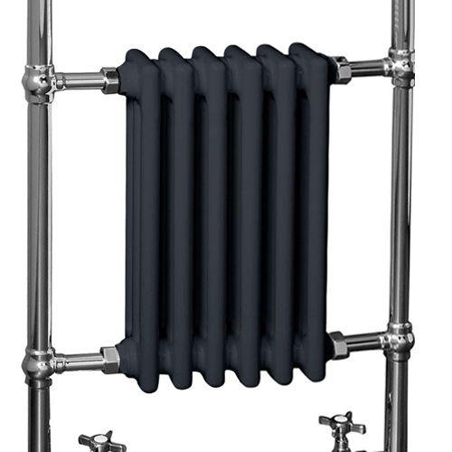 Traditional Victorian Heated Towel Rail 952 x 568mm Chrome & Grey Towel