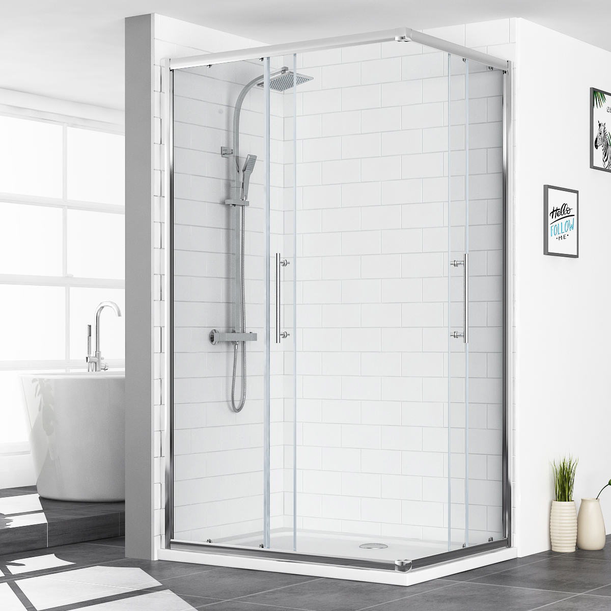 Shower Enclosure with Easy Clean Glass With Shower Tray & Waste eBay