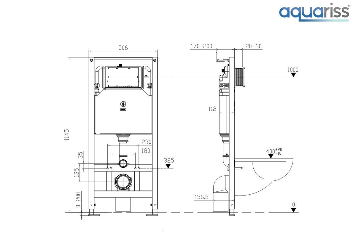Wall Hung Mounted Steel Toilet Frame + WC Pan + Concealed Cistern