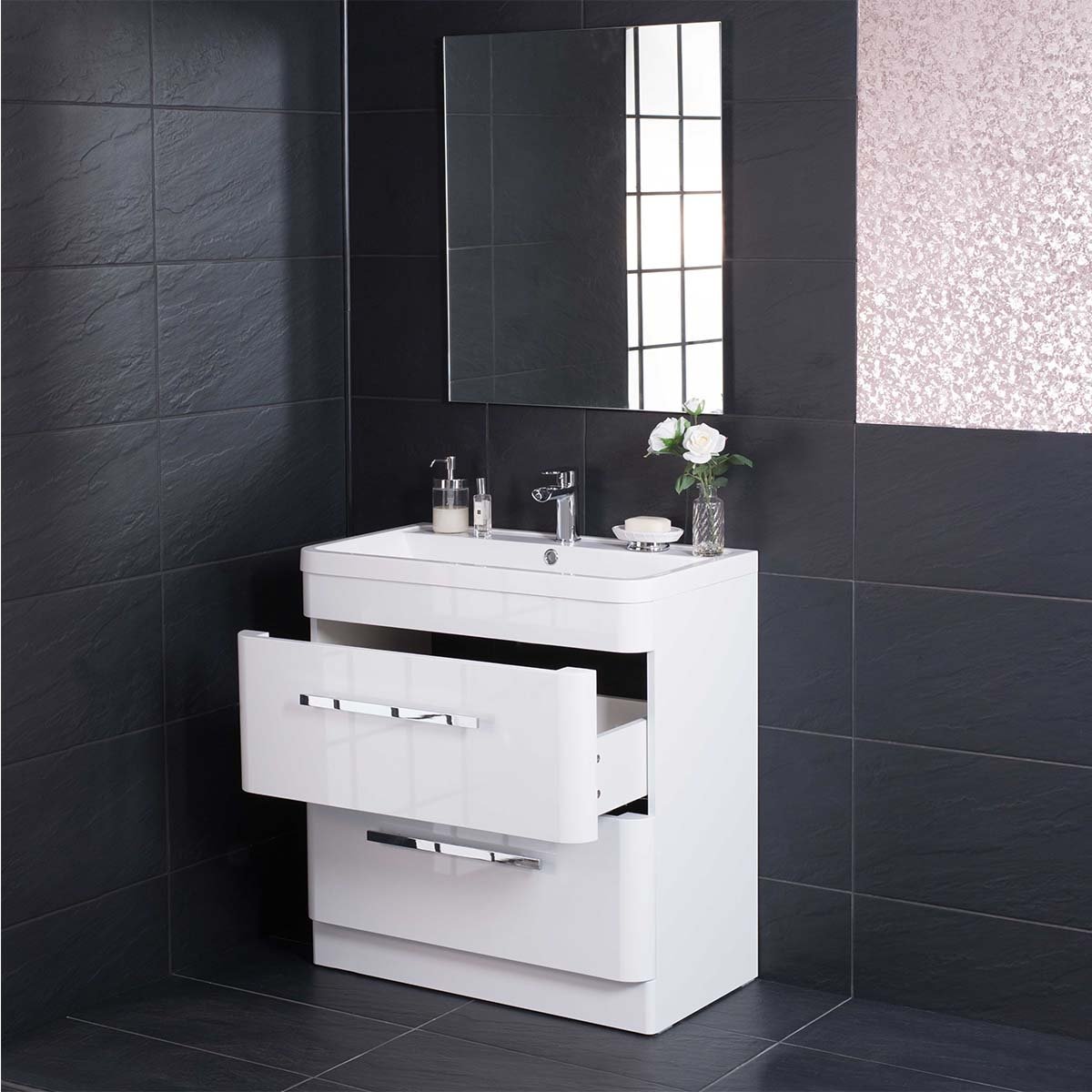 Modern Homely White Bathroom Vanity Units Floor Standing Wall Hung Free ...