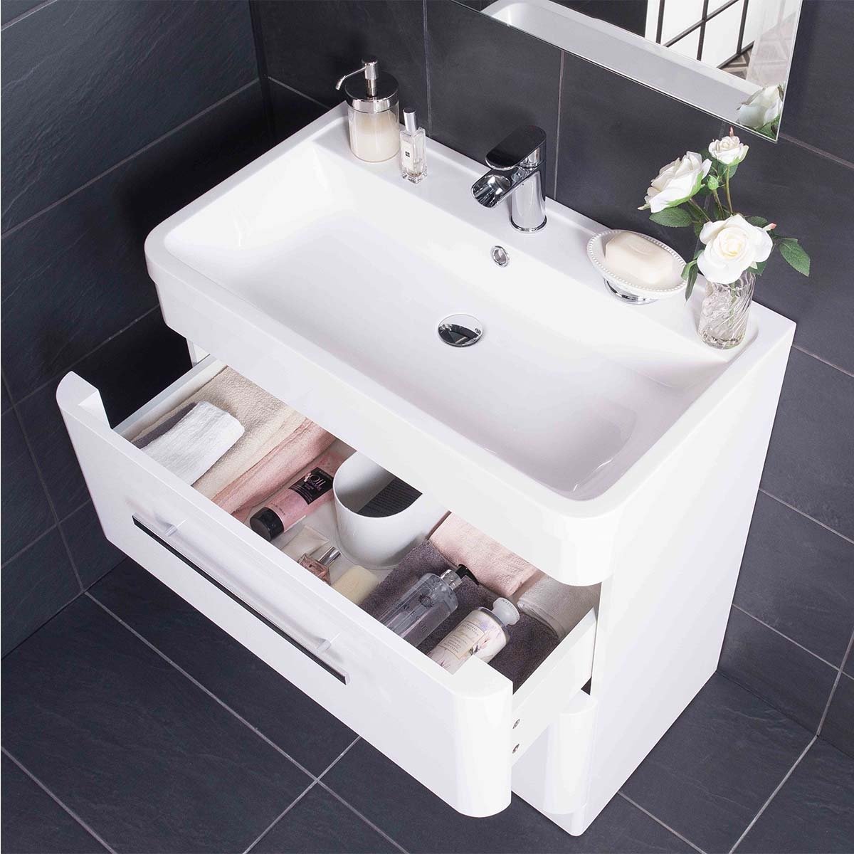Modern Homely White Bathroom Vanity Units Floor Standing Wall Hung Free
