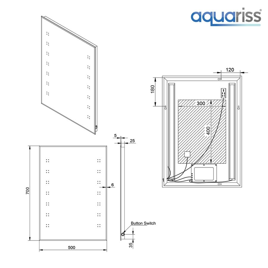 Demister Feature Designer Illuminated Led Bathroom Mirrors Horizontal 