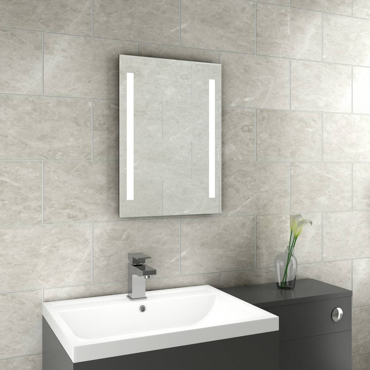 Aquariss 700 x 500mm Illuminated LED Bathroom Mirror with Demister IP44 